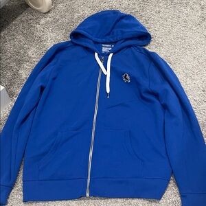 Express brand Blue Zip-Up Hoodie with Embroidered Logo